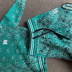 AMIRI Green Paisley Knit Sweater